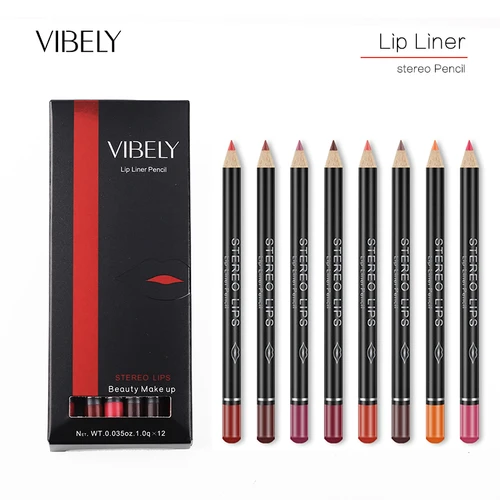 VIBELY-내추럴 12 색 립 라이너 펜슬 세트, 방수 립 라이너 펜, 매트 립 스틱, 오래 지속되는 메이크업 뷰티 화장품 도구 6