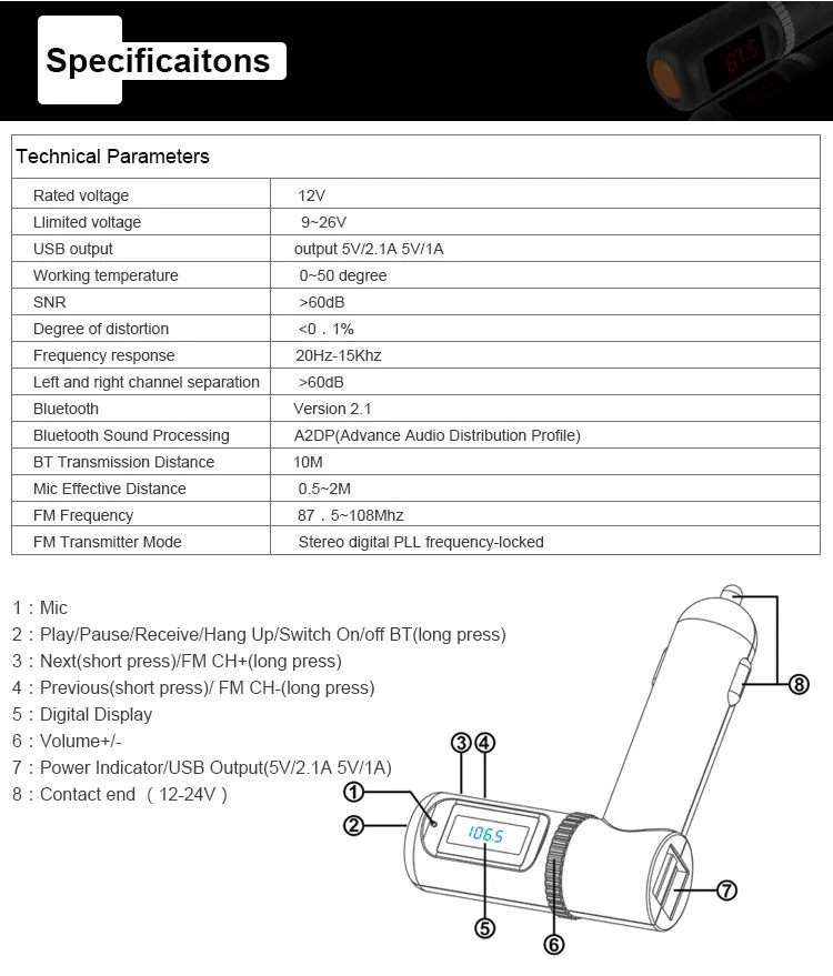 Bluetooth Car Charger FM Transmitter (13)