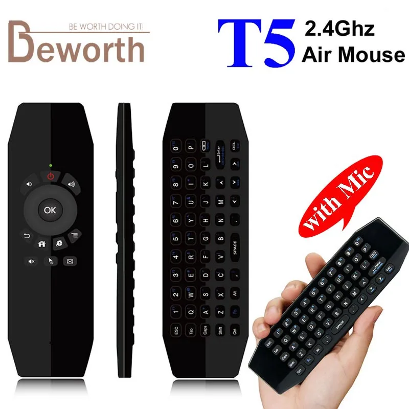 Беспроводная мини клавиатура T5 Fly Air Mouse с микрофоном умный пульт дистанционного