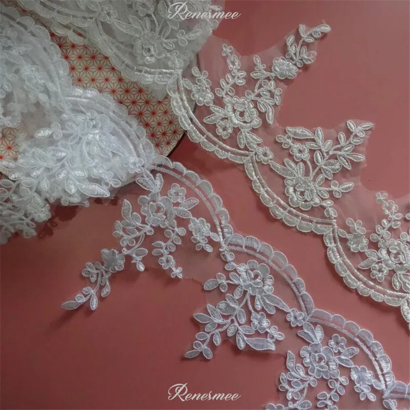 

Delicate 1M White/Ivory Cording Fabric Flower Venise Venice Mesh Lace Trim Applique Sewing Craft for Wedding Dec. 16cm SX34