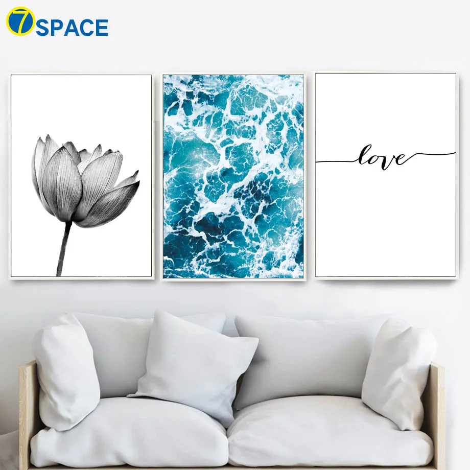 

Sea Flower Love Wall Art Canvas Painting Nordic Posters And Prints Canvas Poster Landscape Paintings For Living Room Wall Decor