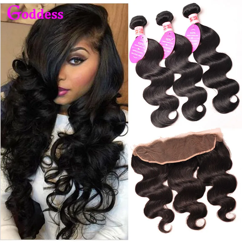 Brazilian Virgin Hair With Closure Brazilian Body Wave With Frontal Human Hair 13x4 Ear To Ear Lace Frontal Closure With Bundles