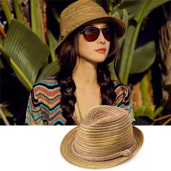 

Women Straw Hat Bohemian Soft Breathable Simple Pigtail Decor Casual Cap -MX8