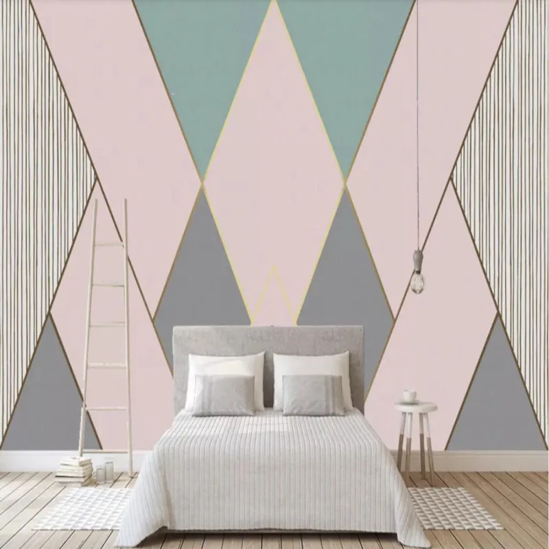 

Nordic minimalist line geometric texture personality TV background wall painting