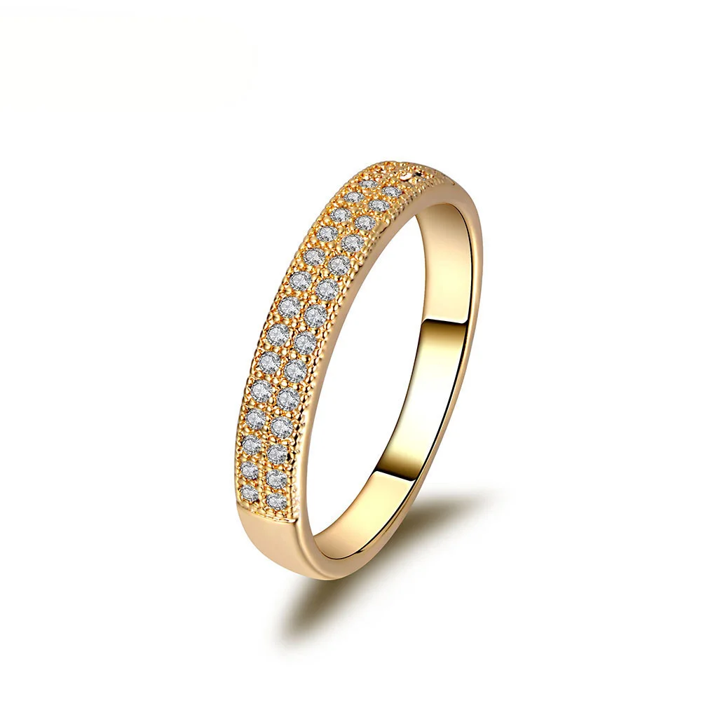 Lokaer модные золотые/серебряные кольца для вечеринок ювелирные изделия для девочек проложить Установка 2 ряда горный хрусталь кольцо на головщину LR17171 - Цвет основного камня: Gold