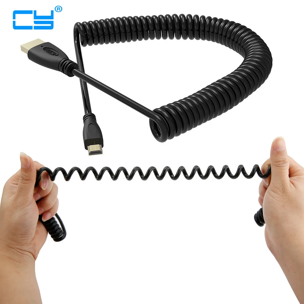

High Speed Micro HDMI to HDMI Spring elastic Curl V1.4 Cable for HD projectors tablet PC Digital cameras