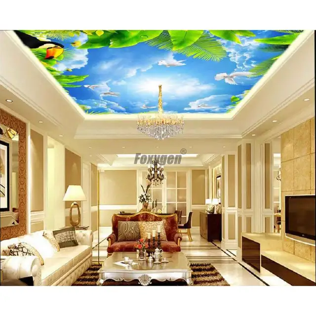 Us 90 0 Digital Printed And Uv Printing Living Room Ceiling False Ceiling Blue Sky Stretch Ceiling Pop Design In Wallpapers From Home Improvement On
