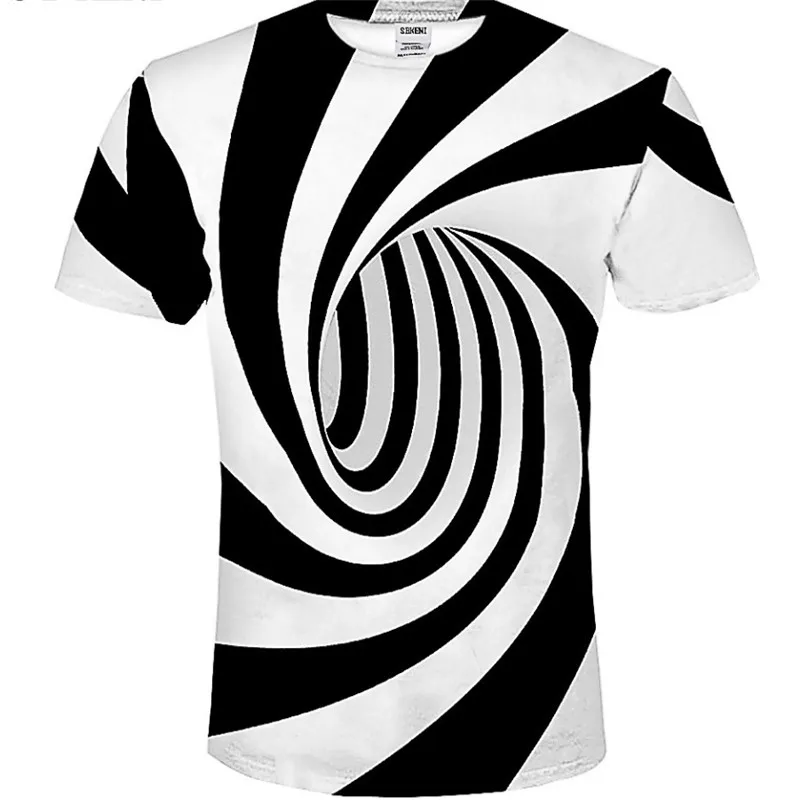 

2019 Newest Summer Style Fashion Print Short sleeved Tees Men Black And White Vertigo Hypnotic colorful Printing 3D T shirt