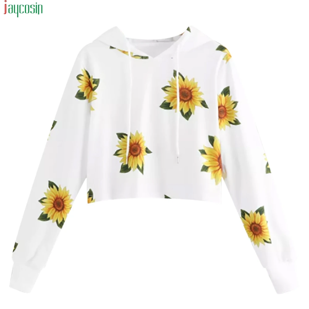 

JAYCOSIN Harajuku Women's sweatshirt Hoodies For Girls Long Sleeve Casual Flower Hooded Colorblock Sweatshirt hoodies women new