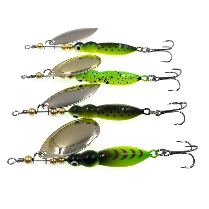 4x Spinner Baits Fishing Lures Spinnerbait 15g\9cm Trout Metal Spoon Willow BIN