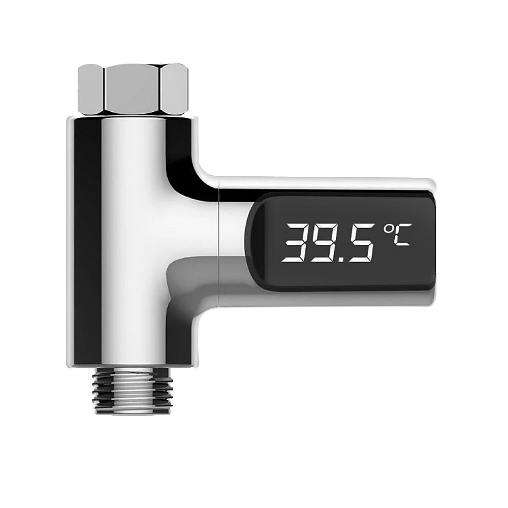 Светодиодный термометр для душа с дисплеем, самогенерирующий измеритель температуры воды, монитор для ухода за ванной - Цвет: Silver