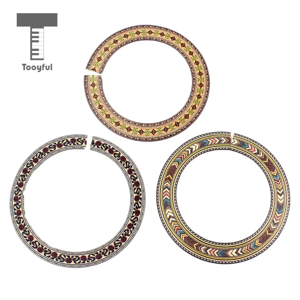 Tooyful 3Pcs Rosewood Acoustic Classical Guitar Soundhole Rosette Inlay Guitar Sound Hole DIY Luthier Tool Decoration