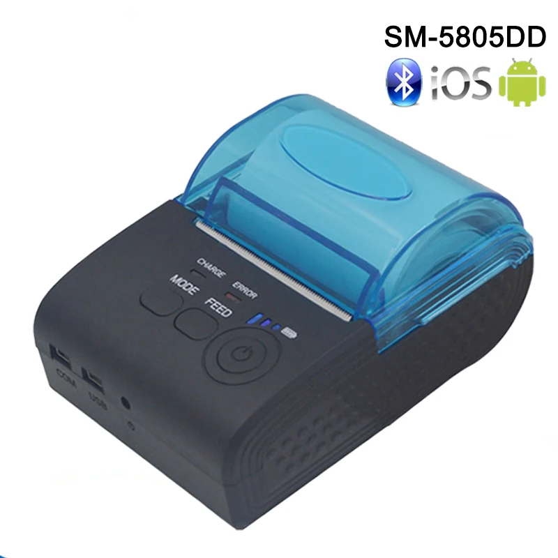 Большой рулон бумаги 57 мм X 50 Bluetooth принтер портативный Android мини принтер беспроводной 58 мм Мобильный Bluetooth принтер SM-5803BT