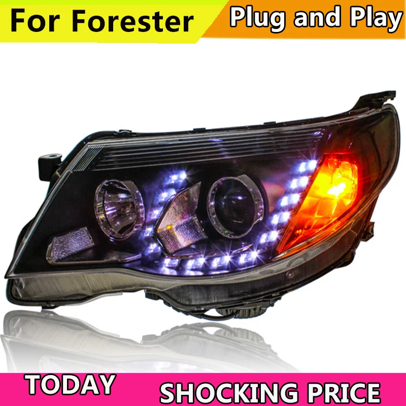 

Car Styling for Forester LED Headlight 2008-2012 Bi Xenon Headlights drl Lens Double Beam H7 HID Car Parts