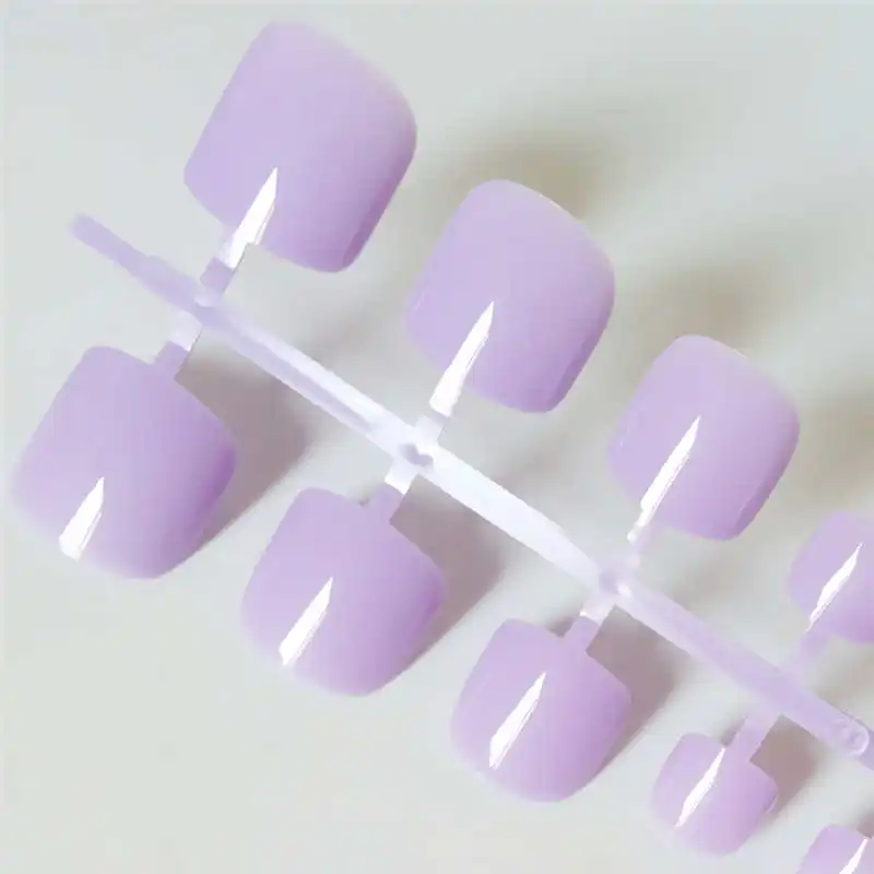 Фиолетовый квадрат накладные ногти ноги Глянцевая короткие накладные ногти для пальцев на ногах Маникюр акриловых ногтей ложный искусственный для девочек - Цвет: P76