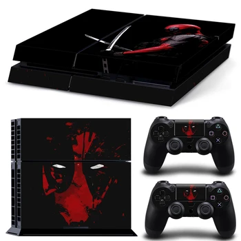 

Free drop shipping Custom withe Red Face Popular Design for Sony PS4 Console And 2PCS Controllers skin #TN-P4-3505