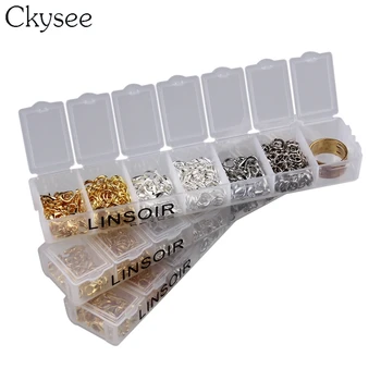 

Ckysee 1set/box Rhodium/Gold/Silver Closed Jump Rings/Lobster Clasps/Finger Rings for Jewelry Findings Accessories Kit Box
