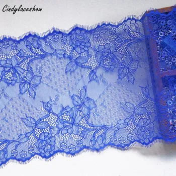 

148cm Sapphire Blue Eyelash Lace Trims 23cm Width Sewing Lace Fabrics Underwear Clothing Lingeire Lace Material Handmade Crafts
