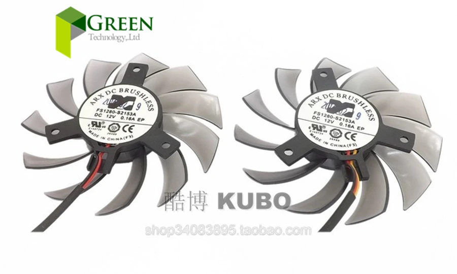 ARX FS1280-S2153A 기가바이트 GT240 GTX460 560 430 440 440 그래픽 카드 선풍기, 12V 0.16A 75mm VGA 선풍기 직경 39mm, 40mm 홀 피치