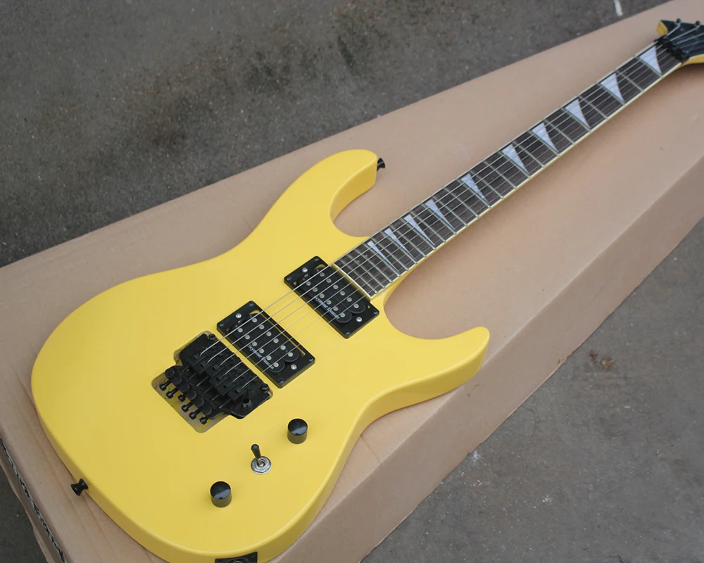 Factory Custom Yellow Electric Guitar with Double Rock,2 Pickups