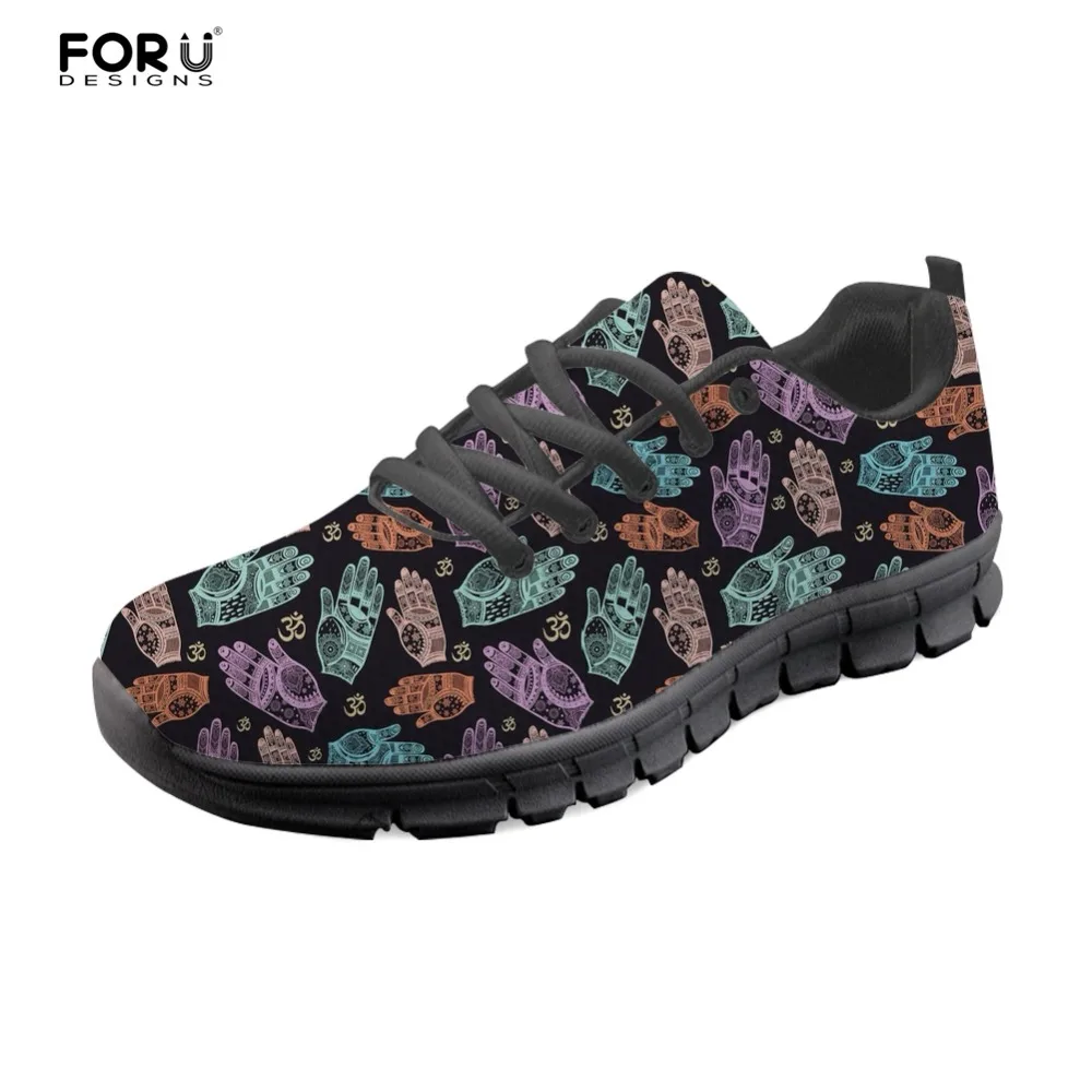 

FORUDESIGNS Colorful Om Printed Casual Sneakers Women High Quality Flats Women's Shoes Lacing Breathable Light Shoes for Ladies