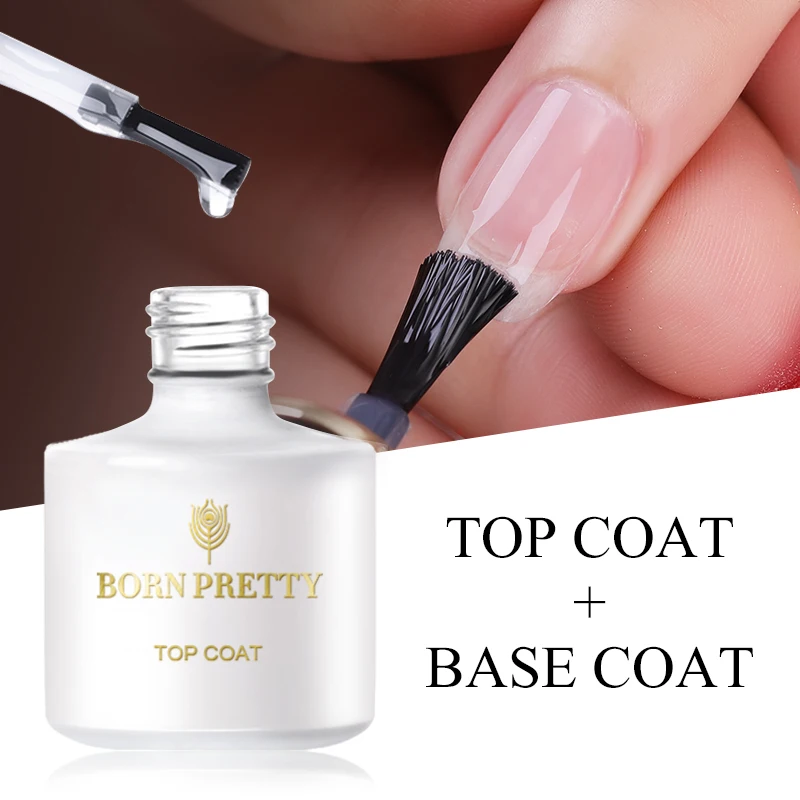 

BORN PRETTY 10ml Clear No Wipe Top Coat Base Coat Gel Polish UV LED Color Gel Tempered Strengthen Combination Nail Art