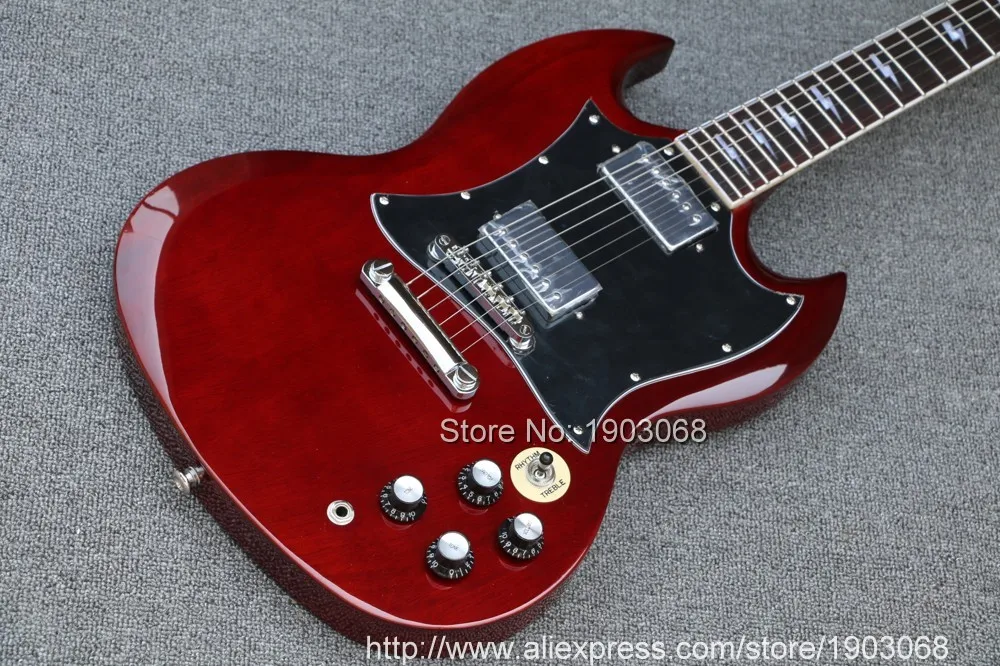 New arrival SG Angus Young Guitar AC/DC Inlaids Cherry Red Dark rosewood Fretboard China Guitars Musical Instrument - Image 4