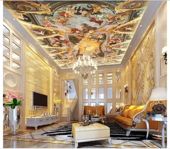 

3d wallpaper customized ceiling mural wallpaper Oil painting genesis 3d frescoes on the background wall paper bedroom decoration