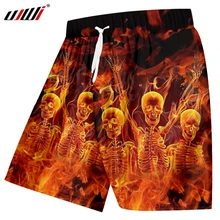 UJWI летние свободные спортивные мужские пляжные шорты с 3D принтом в стиле хип-хоп мужские шорты оверсайз забавные танцевальные Пламенные черепа