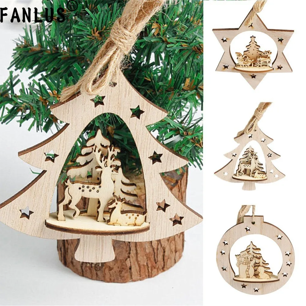 

FANLUS Christmas Present Tree Star Shaped Wooden Xmas Party Hanging Pendant Decoration size Christmas Tree