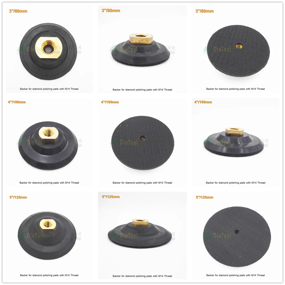 Back pad for diamond polishing pads with M14 Thread Diameter 3
