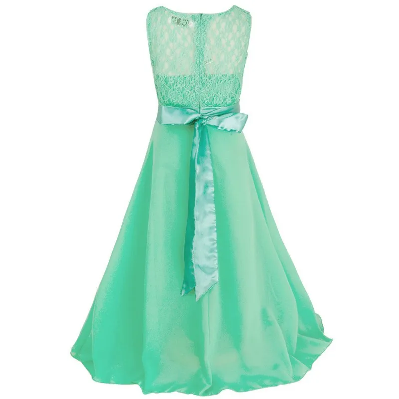 Кружевное шифоновое длинное платье принцессы для девочек, летнее праздничное платье для девочек, детская одежда, От 4 до 13 лет
