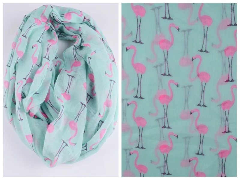 

Free Shipping 2014 New Fashion Women Light Green Swan Birds Print Infinity Scarves Snood For Ladies