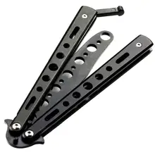 Hot Black Metal Stainless Steel Exercises Practice Butterfly Training Knife