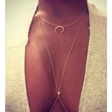 

2018 FashionCharming Crossover Harness Crystal Moon Golden Necklace Waist Belt Belly Body Chain Jewelry Free Shipping