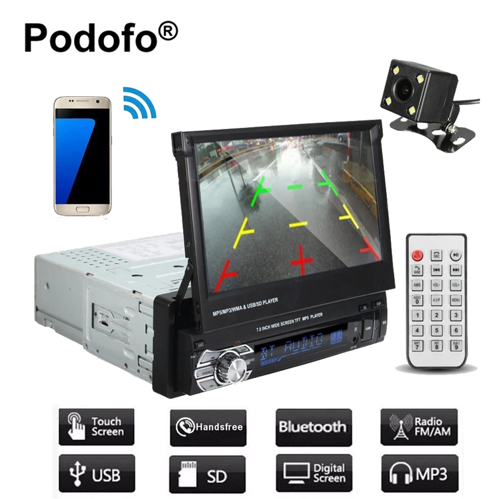 Podofo-Car-Stereo-audio-Radio-GPS-Navigation-Bluetooth1-din-7-HD-Retractable-Touch-Screen-Monitor-DVD