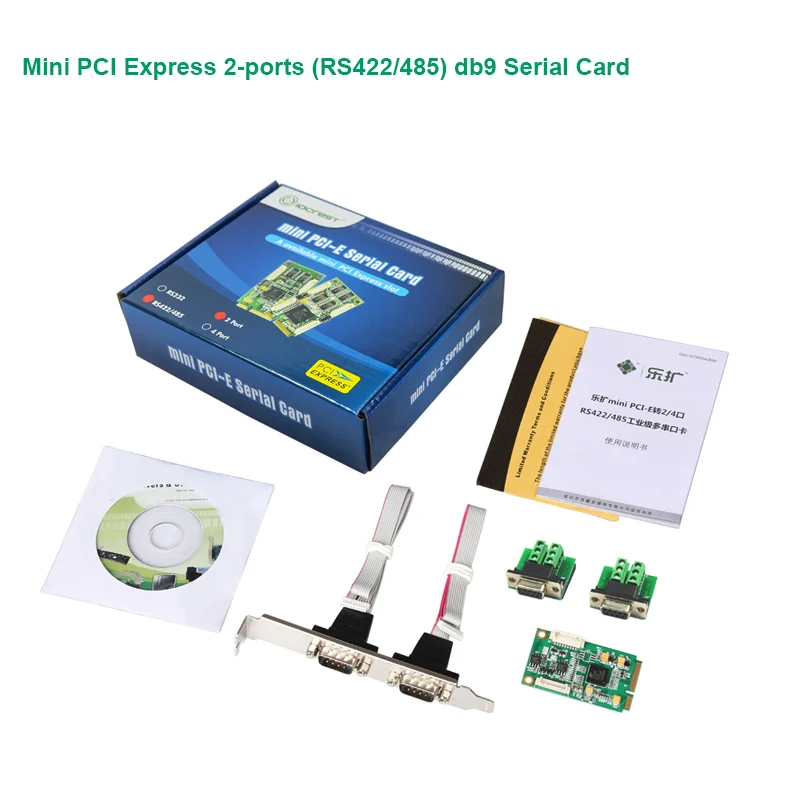Мини-разъем PCI Express 2 порта (RS422/485) db9 com на полразмера мини pcie последовательный порт промышленный контроллер карты, 17V352
