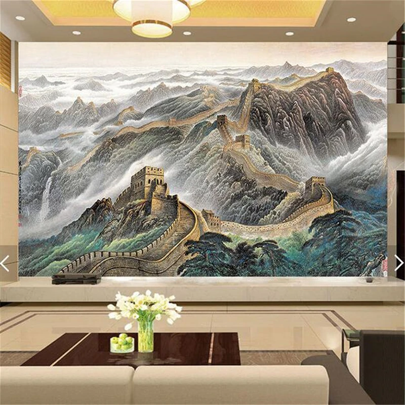 Beibehang пользовательские фото обои большие фрески Великой китайской стены Ручная роспись маслом декоративные китайский милосердия ТВ фон