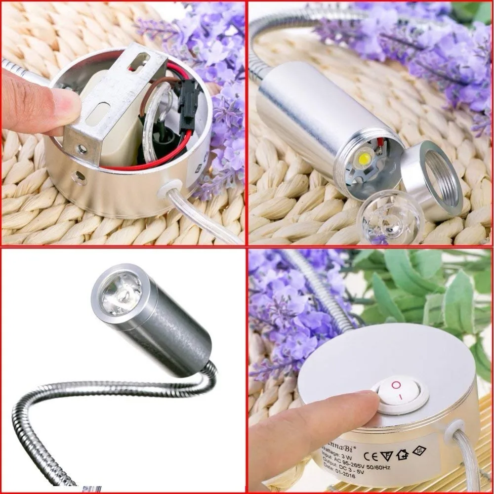 Plug com Fio Sconce da Lâmpada de Parede de Cabeceira Galeria de Exibição Led para Leitura Watts Flexível Gooseneck Luz - Arte Holofotes Lâmpada 2 Pcs 3 w 28 Com Fio Flexível Gooseneck Luz Sconce Da