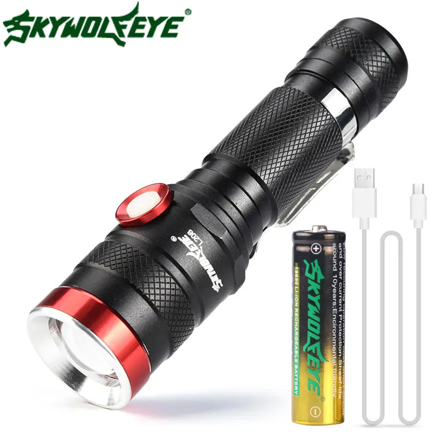 SKYWOLFEYE Zoomable Shadowhawk XM-L L2 светодиодный тактический фонарь светодиодный военный фонарь usb зарядка 12,4*3,2 см Прямая поставка#1101