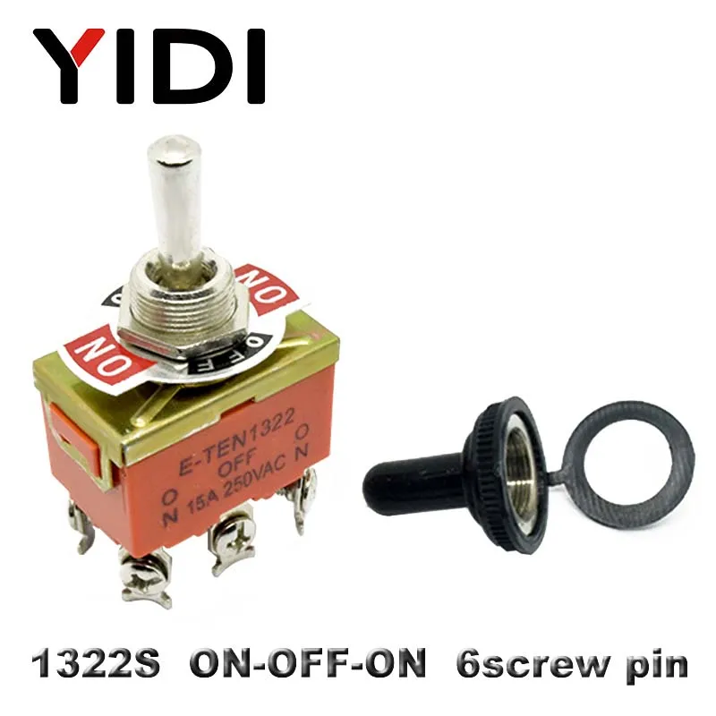 15A 250V KN3C E-TEN1322 1021 1122 1221 1321 6pin тумблер ВКЛ. Выкл. SPST переключатель 3pin вкл. Выкл. ВКЛ. Вкл. DPDT водонепроницаемая крышка - Цвет: E-TEN 1322 no cap