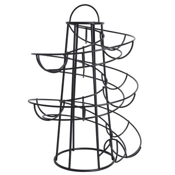 

Modern Spiraling Design Metal Free Standing Egg Skelter/Dispenser Rack (Black)