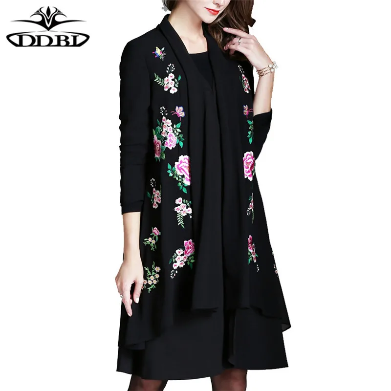 large size trench coat embroidery elegant women
