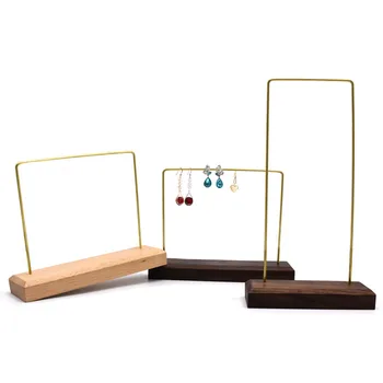 

Solid Wood Metal Stick Jewelry Display Holder Necklace Earrings Bracelets Display Shelf Jewellery Display Stand