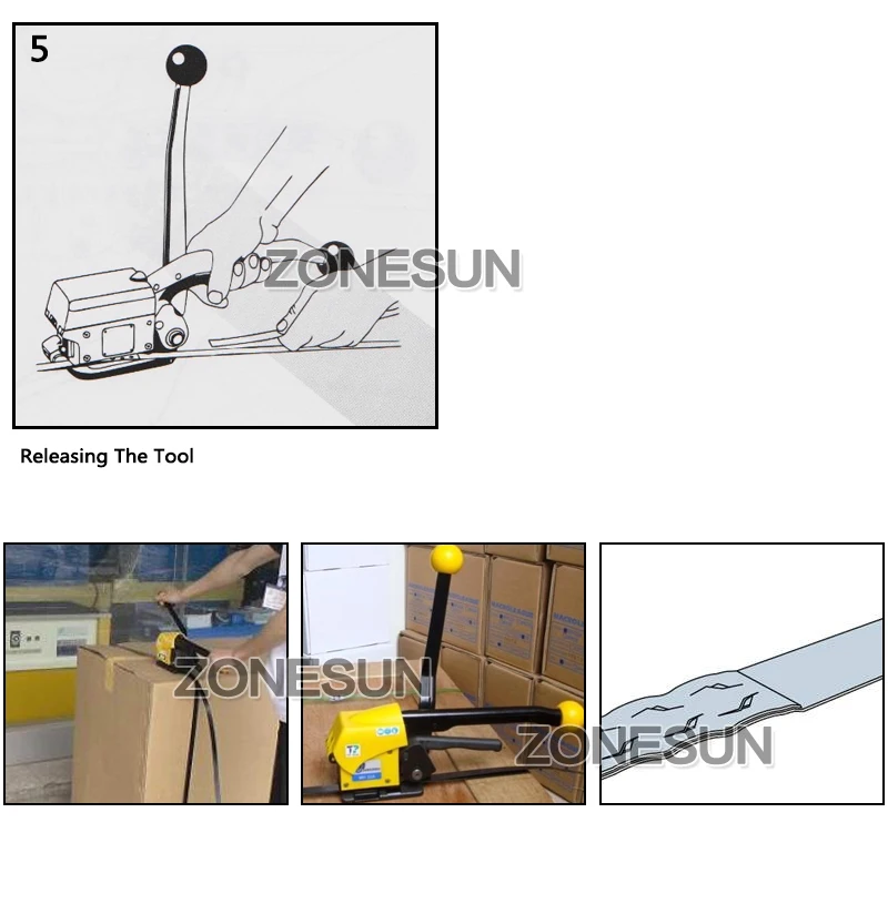 ZONESUN A333 ручной Сталь инструмент для обвязки Сталь группа упаковки инструмент Сталь полосы связывая инструмент с герметик и натяжитель