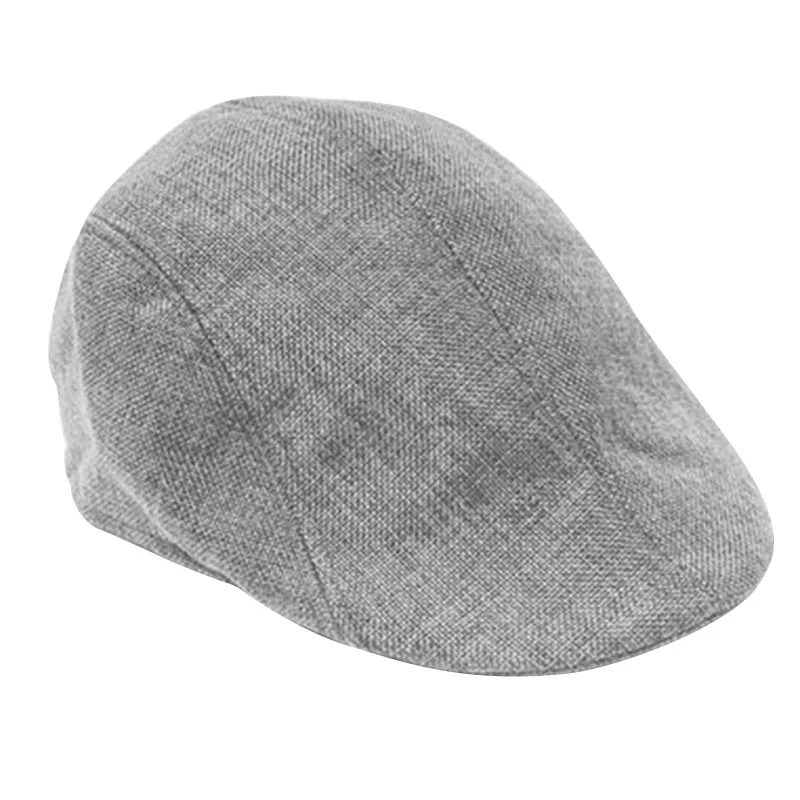 Новая красивая новая мужская плоская кепка таксиста льняной берет Duckbill Кепка шапка унисекс крутая - Цвет: Gray