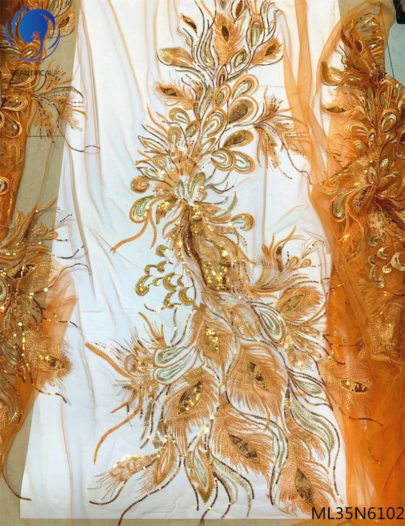 

Beautifical french lace fabrics with sequins 2019 sequins laces fabric african tulle laces for wedding 5yards/lot ML35N61