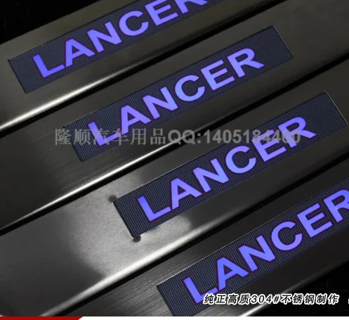  Free shipping  STAINLESS STEEL Door Sill Scuff Plate LED Blue for Mitsubishi Lancer 2003-2008 - 32371766442