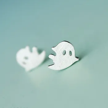 

925 Solid Sterling Silver Flying Ghost Stud Earrings Creative Halloween Gift Earrings Women Fairy Tale Jewelry gifts B046