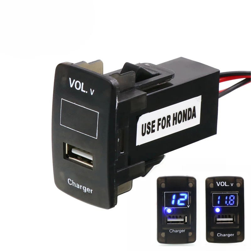 Для Honda USB Интерфейс гнездо автомобильного Зарядное устройство 5 V 2.1a светодио дный легкий адаптер разъем приборной панели